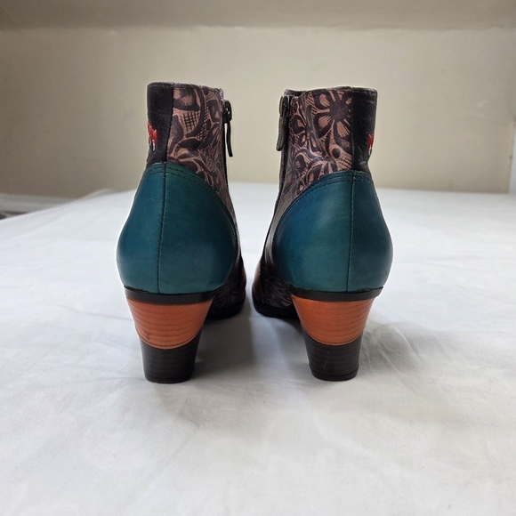 Socofy | Shoes | Socofy Retro Multicolor Embroidered Leather  Socofy Leather Heeled Boots Embroidered Patchwork Hippie Fairy Size 40 (9)